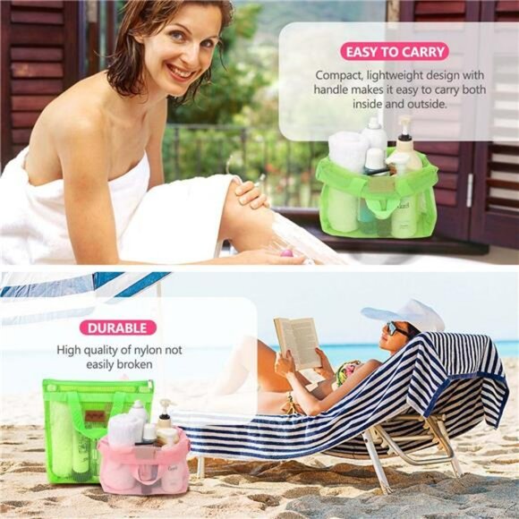 2 Pack Hanging Mesh Shower Caddy Bag Quick Dry Toiletry Organizer Travel - Picture 7 of 8